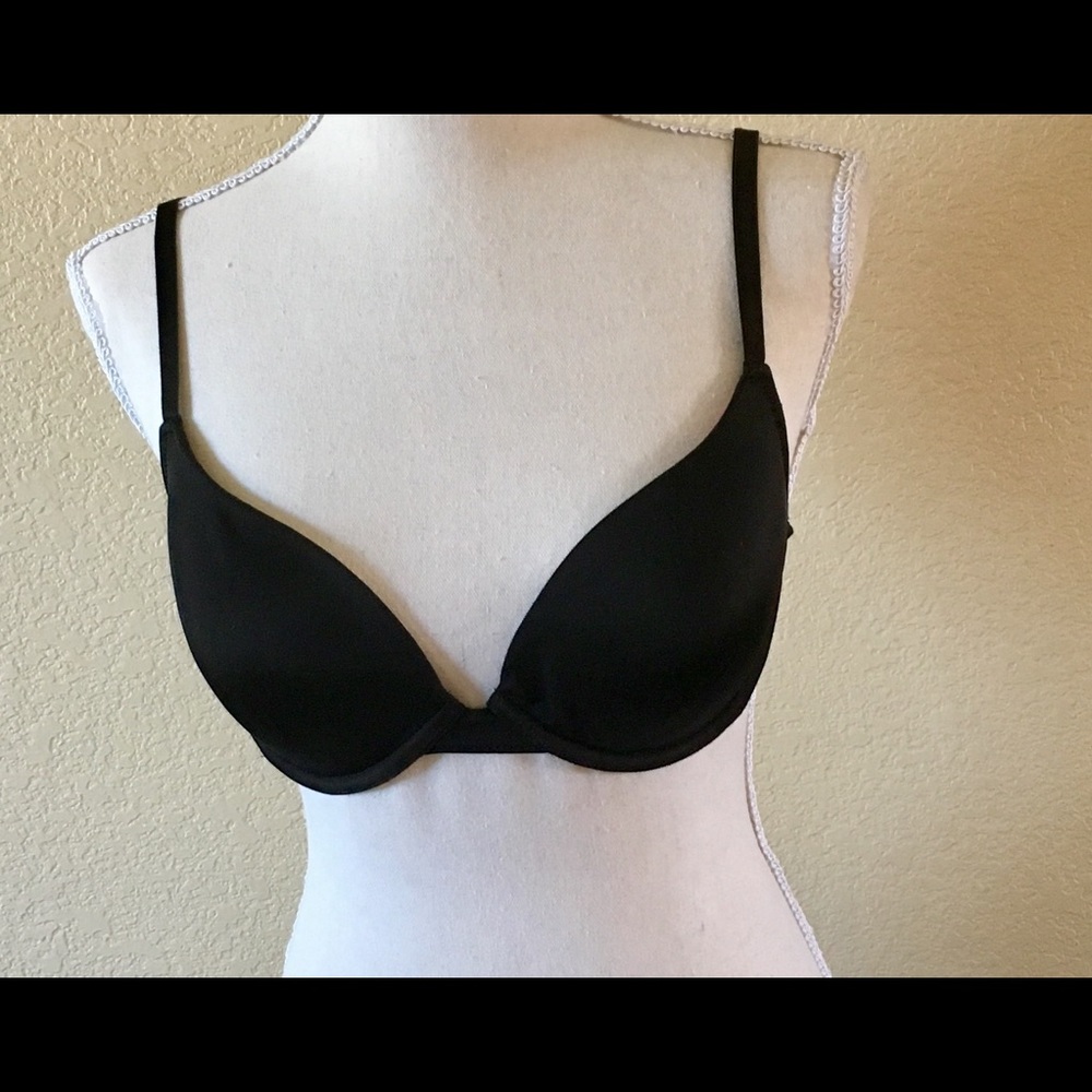 Black satin bra